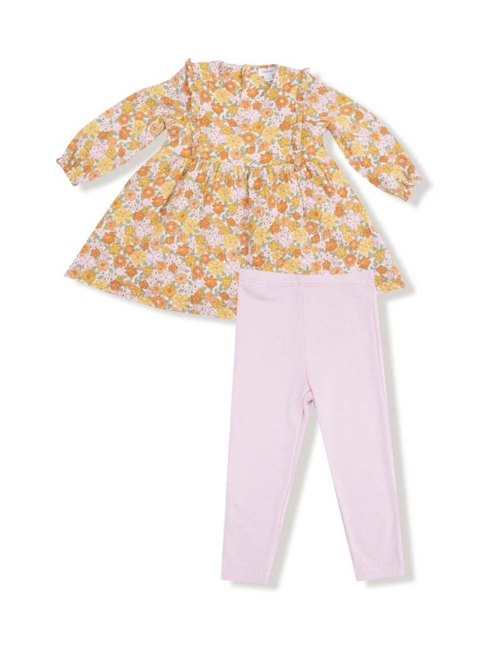 Angel Dear Sweet Amber Floral Ruffle Dress + Ribbed Legging